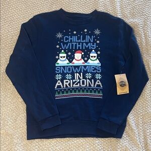 Blue Holiday Sweater - Chillin' with My Snowmies In Arizona